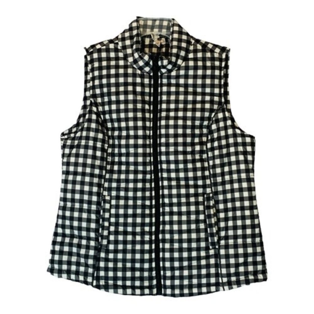 Red Camel Quilted Vest Black & White Check Full Zip Womens Size XL NWT